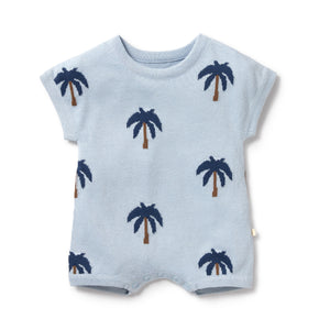 Wilson and Frenchy Organic Knitted Growsuit - Little Palm | Rompers & Playsuits | Bon Bon Tresor