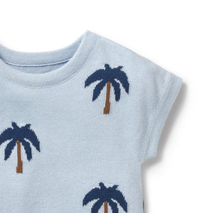 Wilson and Frenchy Organic Knitted Growsuit - Little Palm | Rompers & Playsuits | Bon Bon Tresor