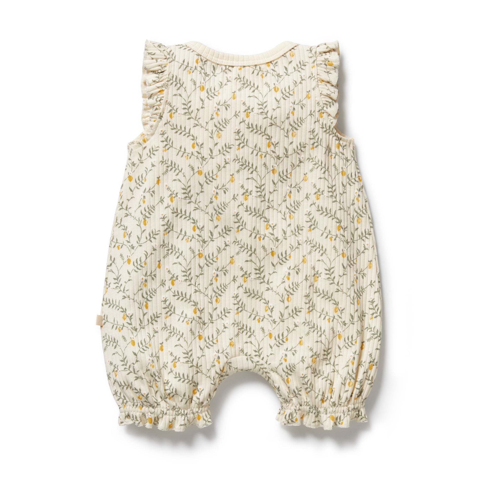 Wilson and Frenchy Lemon Leaf Organic Ruffle Zipsuit | Rompers & Playsuits | Bon Bon Tresor
