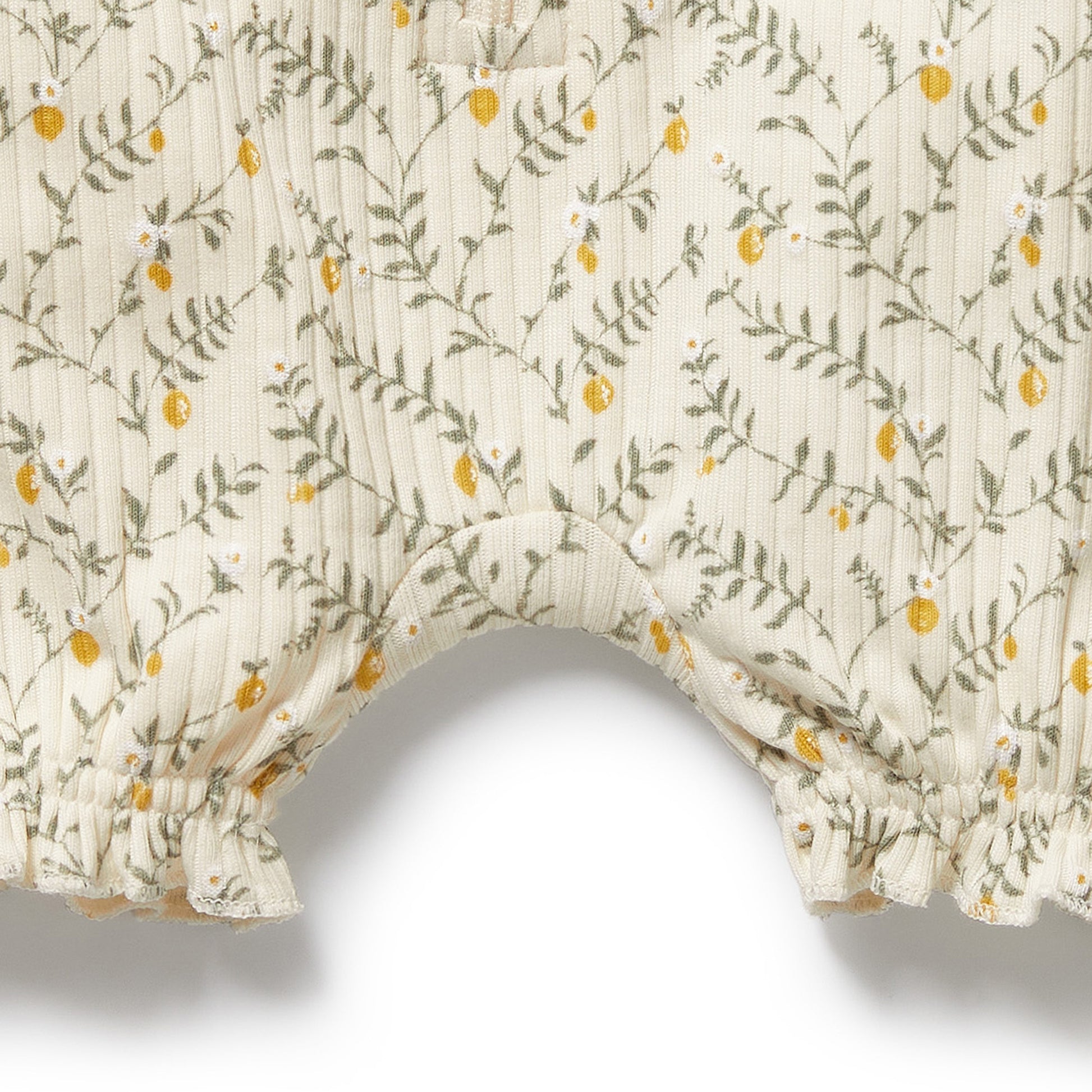 Wilson and Frenchy Lemon Leaf Organic Ruffle Zipsuit | Rompers & Playsuits | Bon Bon Tresor