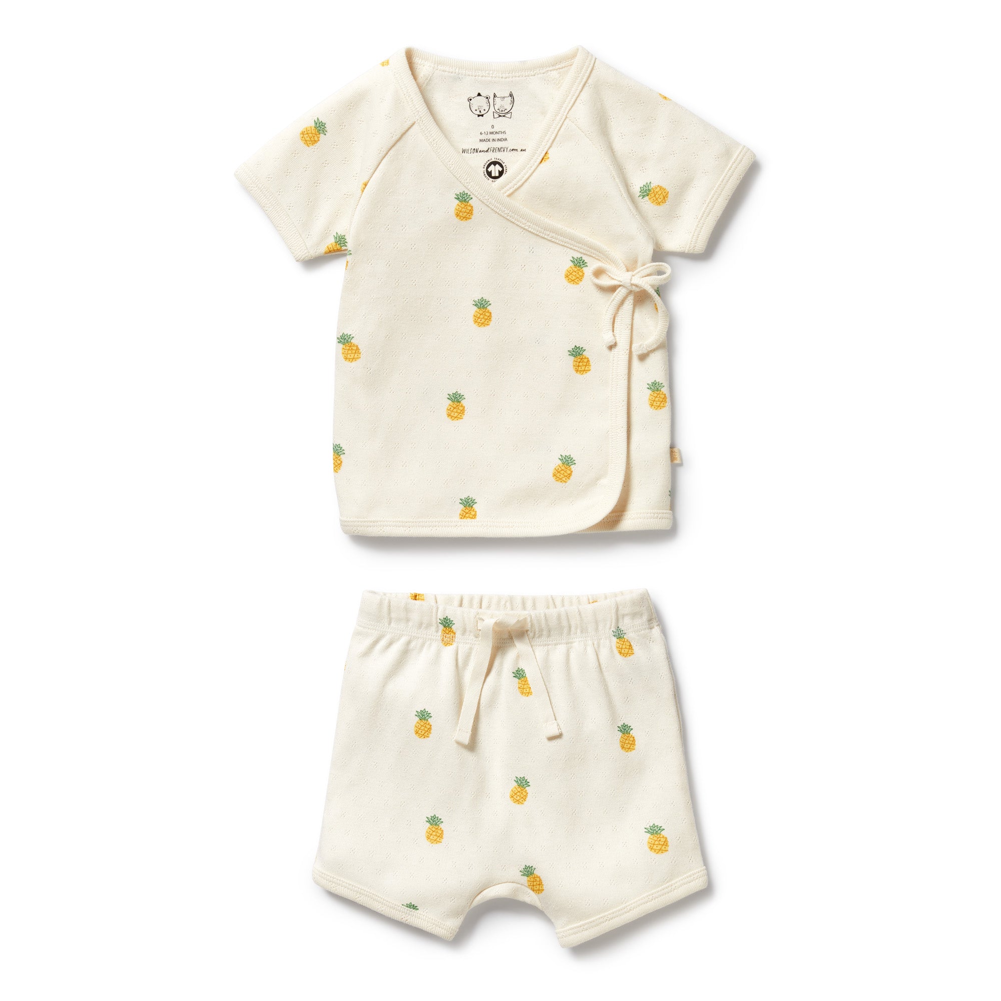 Wilson and Frenchy Piney Pals Organic Pointelle Kimono Set | Outfit Sets | Bon Bon Tresor