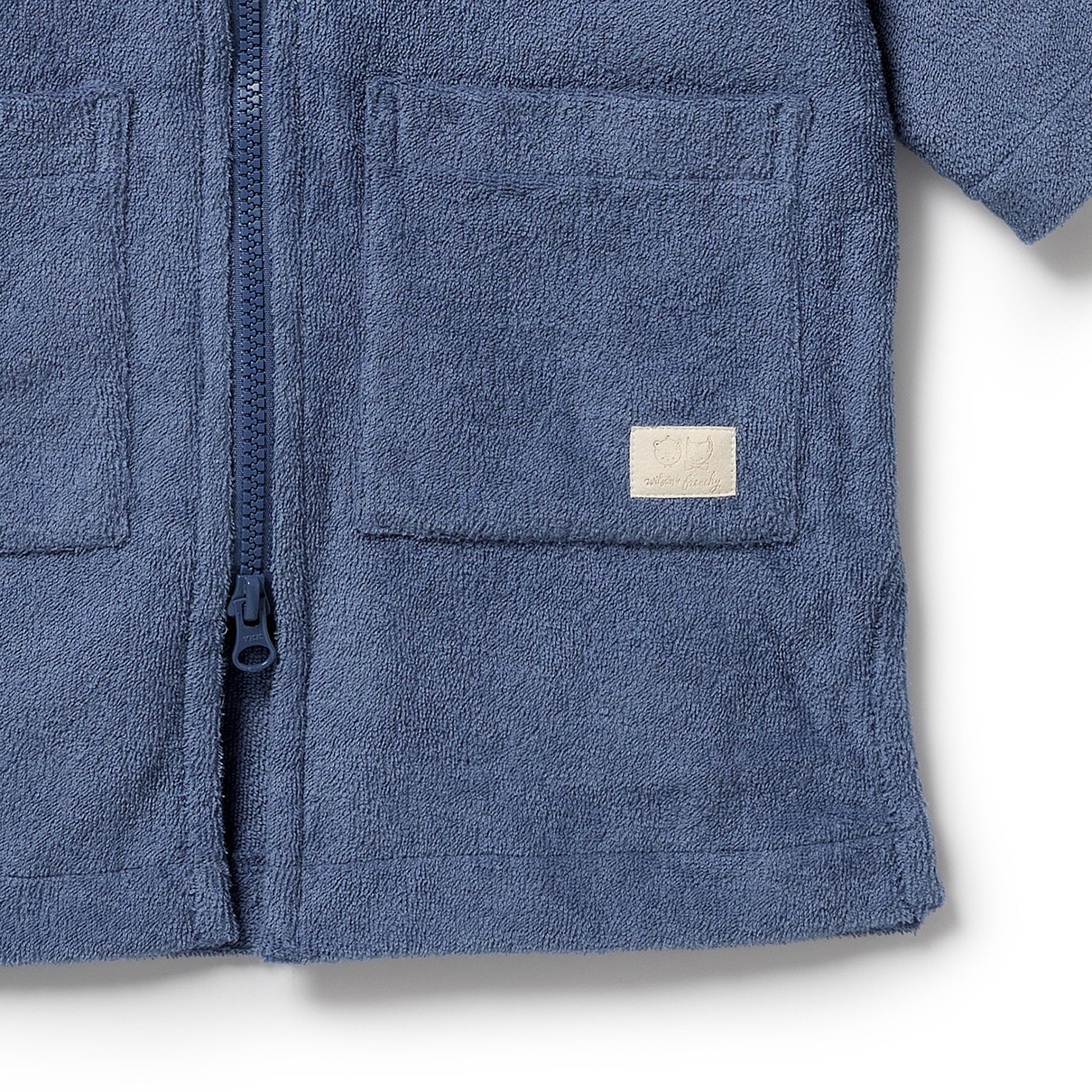 Wilson and Frenchy Deep Blue Organic Terry Hooded Towel | Swimwear | Bon Bon Tresor