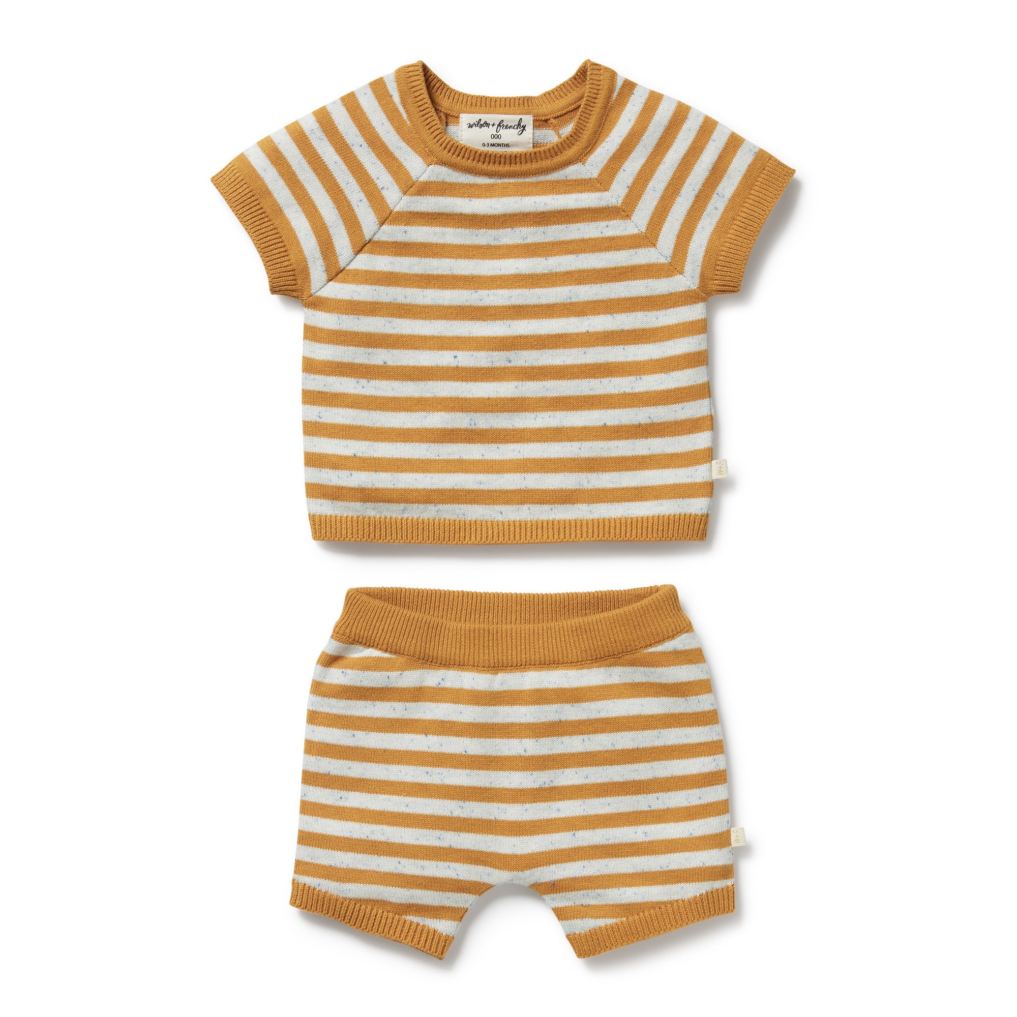 Wilson and Frenchy Golden Wave Stripe Organic Knitted Set | Suits & Sets | Bon Bon Tresor