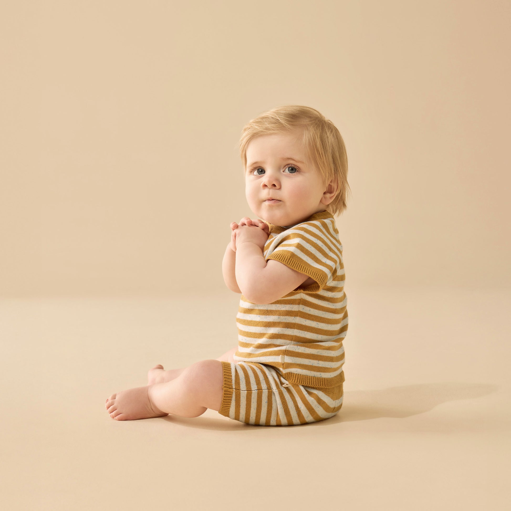 Wilson and Frenchy Golden Wave Stripe Organic Knitted Set | Suits & Sets | Bon Bon Tresor