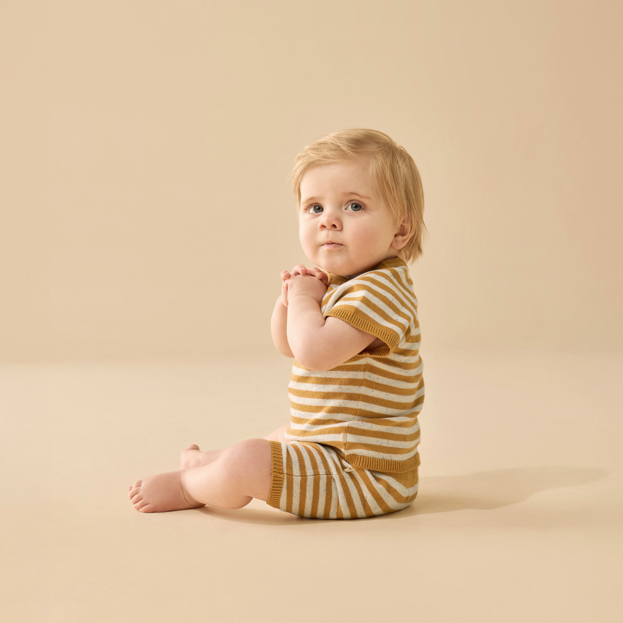 Wilson and Frenchy Golden Wave Stripe Organic Knitted Set