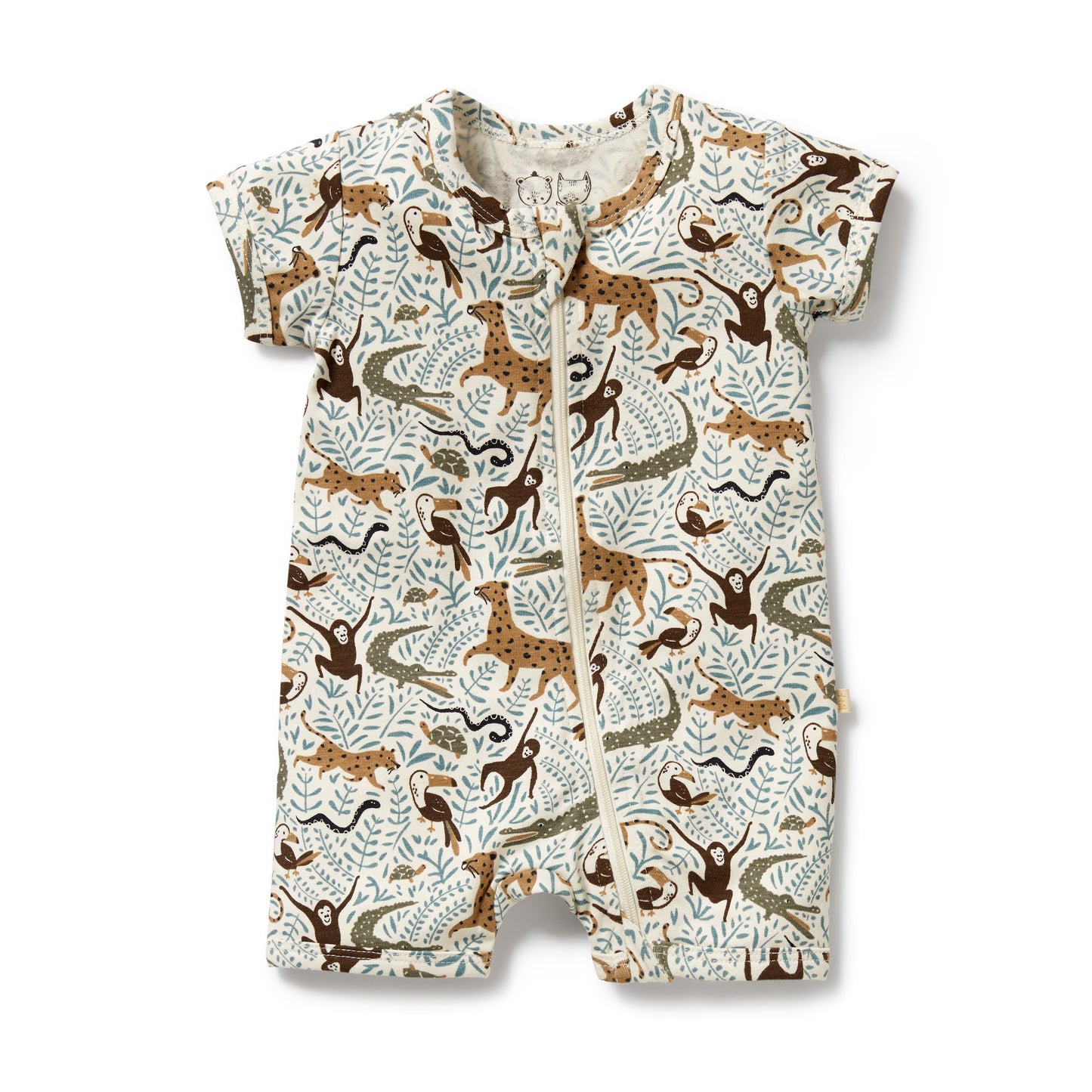 Wilson and Frenchy Mini Jungle Organic Boyleg Zipsuit | Rompers & Playsuits | Bon Bon Tresor