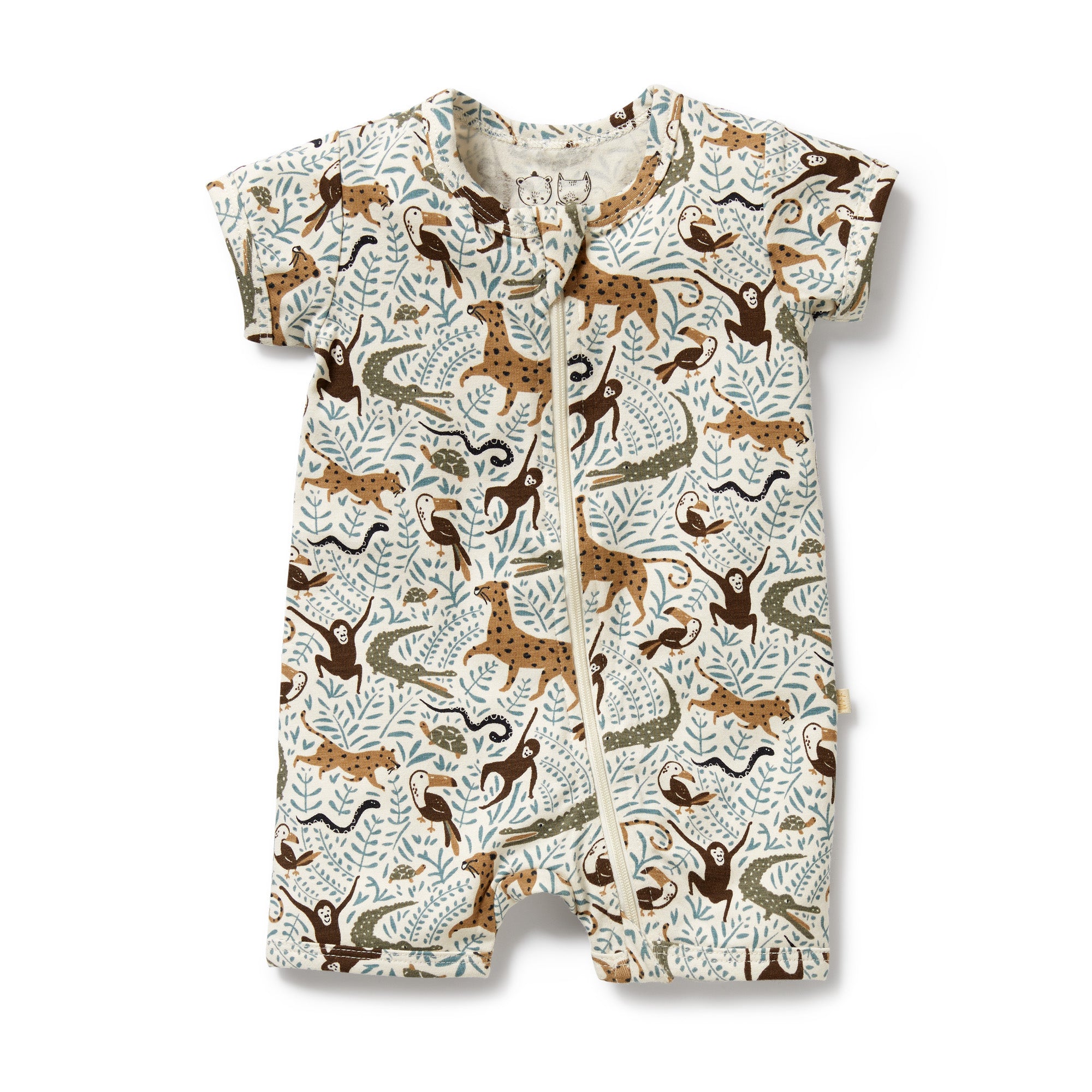 Wilson and Frenchy Mini Jungle Organic Boyleg Zipsuit | Rompers & Playsuits | Bon Bon Tresor