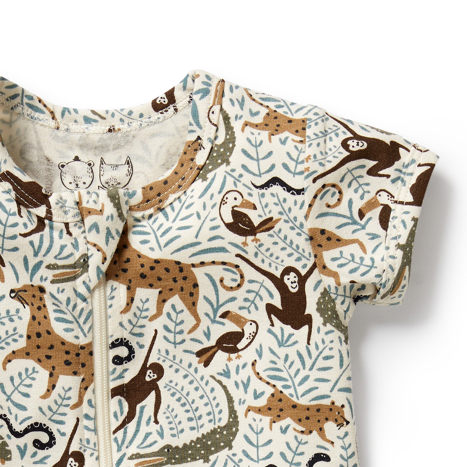 Wilson and Frenchy Mini Jungle Organic Boyleg Zipsuit | Rompers & Playsuits | Bon Bon Tresor