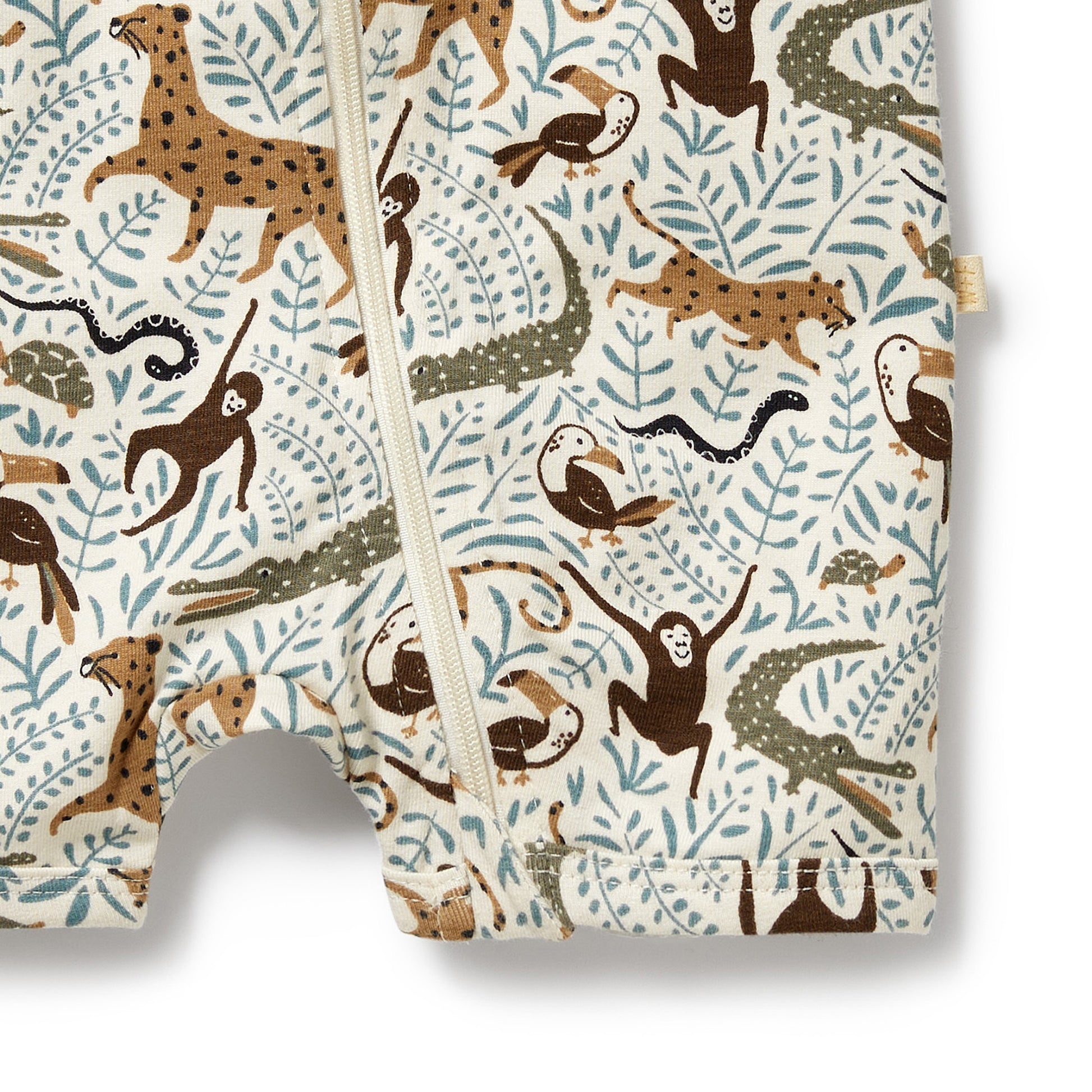 Wilson and Frenchy Mini Jungle Organic Boyleg Zipsuit | Rompers & Playsuits | Bon Bon Tresor