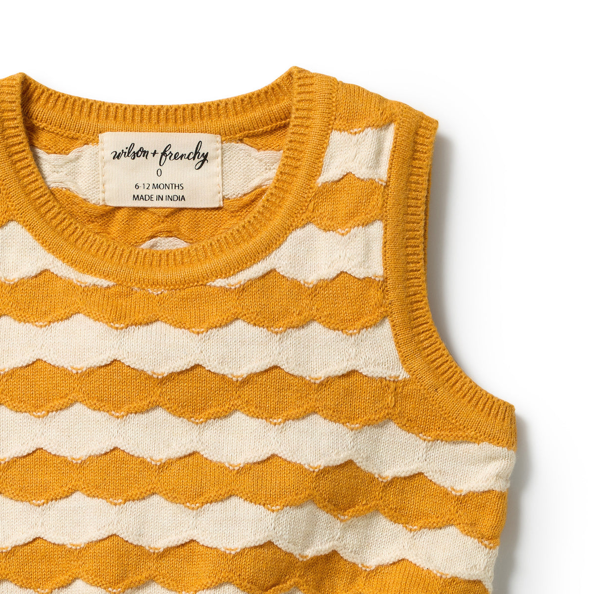 Wilson and Frenchy Baby Girls Organic Knitted Chevron Bodysuit - Marmalade | Rompers & Playsuits | Bon Bon Tresor