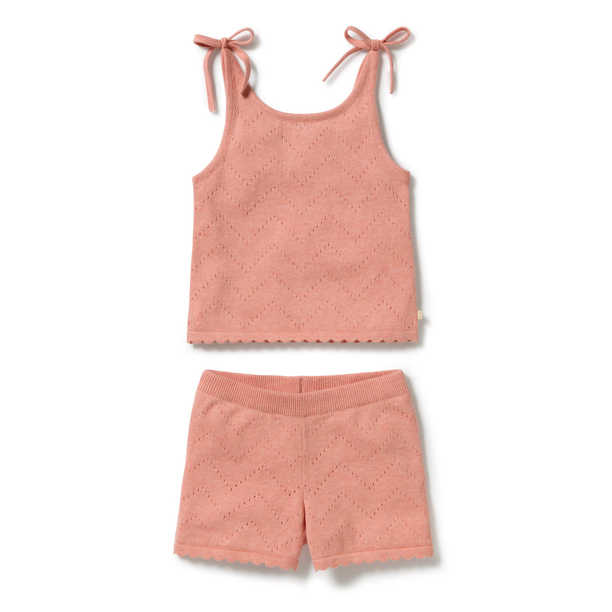 Wilson and Frenchy Baby Girls Organic Knitted Pointelle Set - Petal Pink | Outfit Sets | Bon Bon Tresor