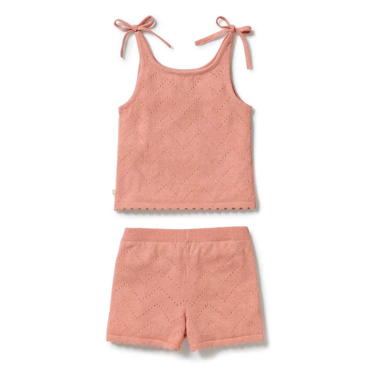 Wilson and Frenchy Baby Girls Organic Knitted Pointelle Set - Petal Pink | Outfit Sets | Bon Bon Tresor