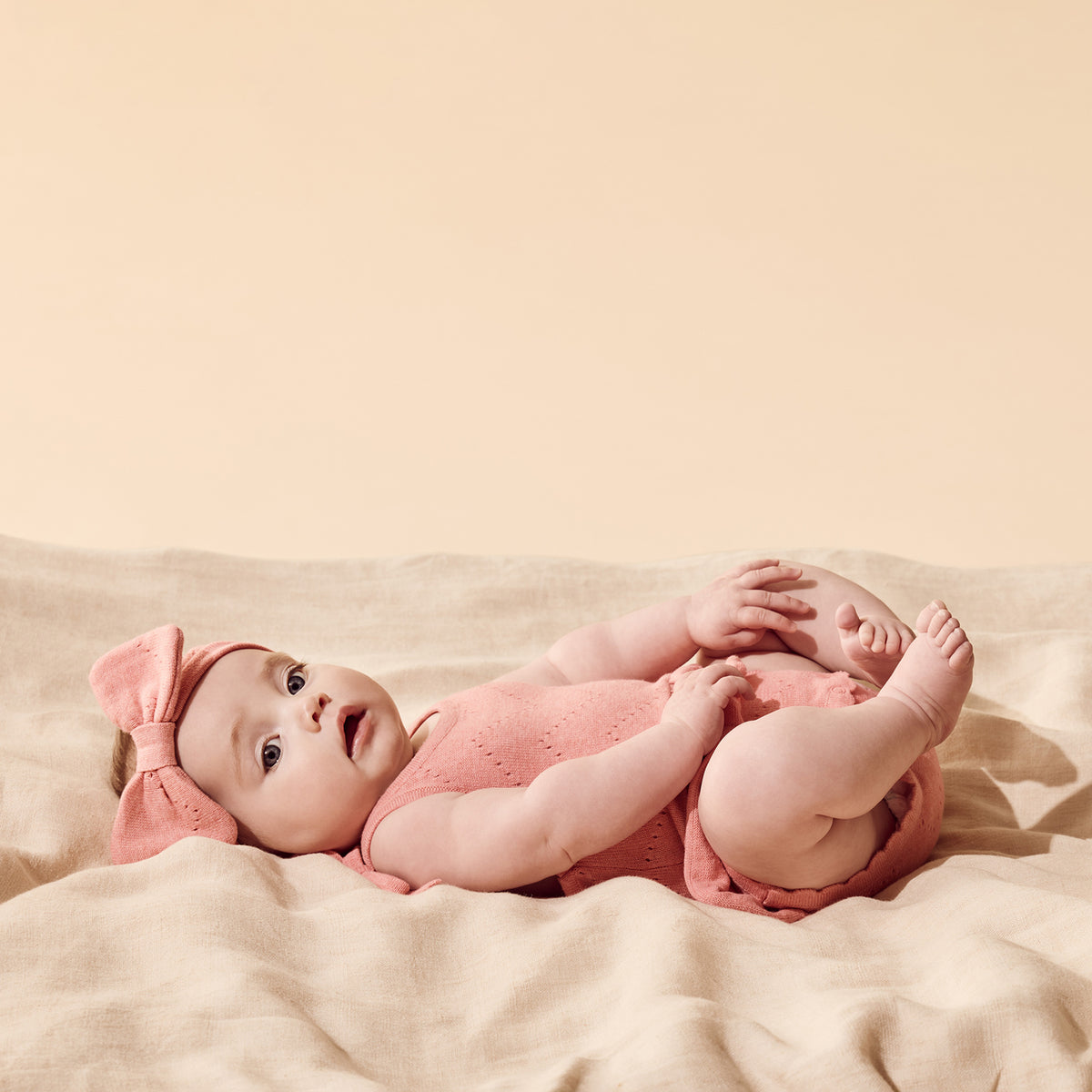Wilson and Frenchy Organic Knitted Pointelle Headband - Pink Petal | Hair Accessories | Bon Bon Tresor