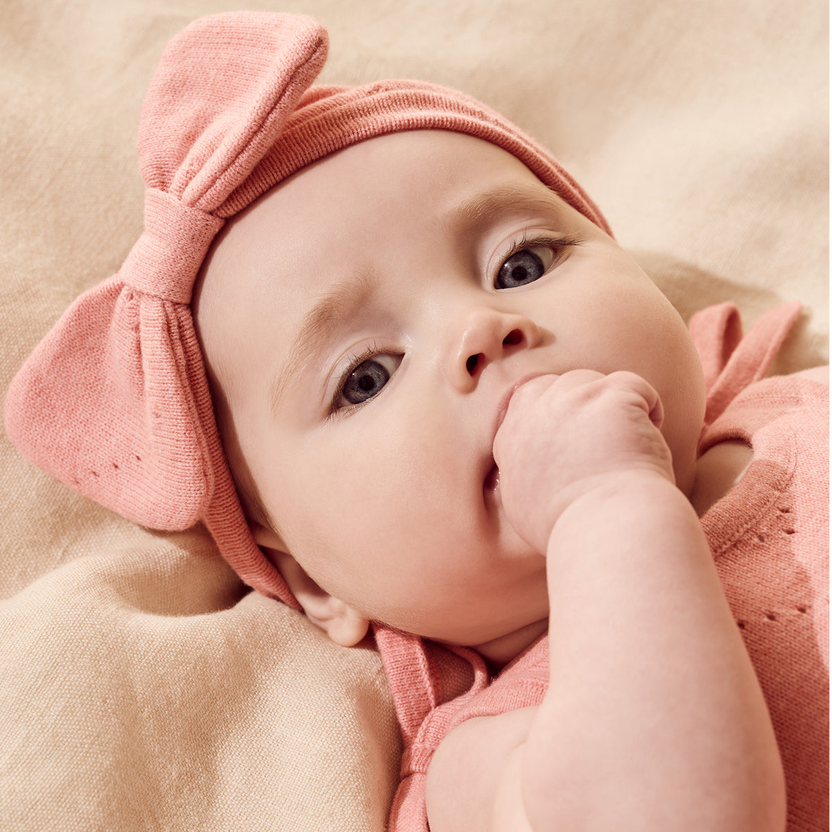 Wilson and Frenchy Organic Knitted Pointelle Headband - Pink Petal