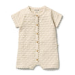 Wilson and Frenchy Organic Knitted Chevron Growsuit - Milk Cloud | Rompers & Playsuits | Bon Bon Tresor