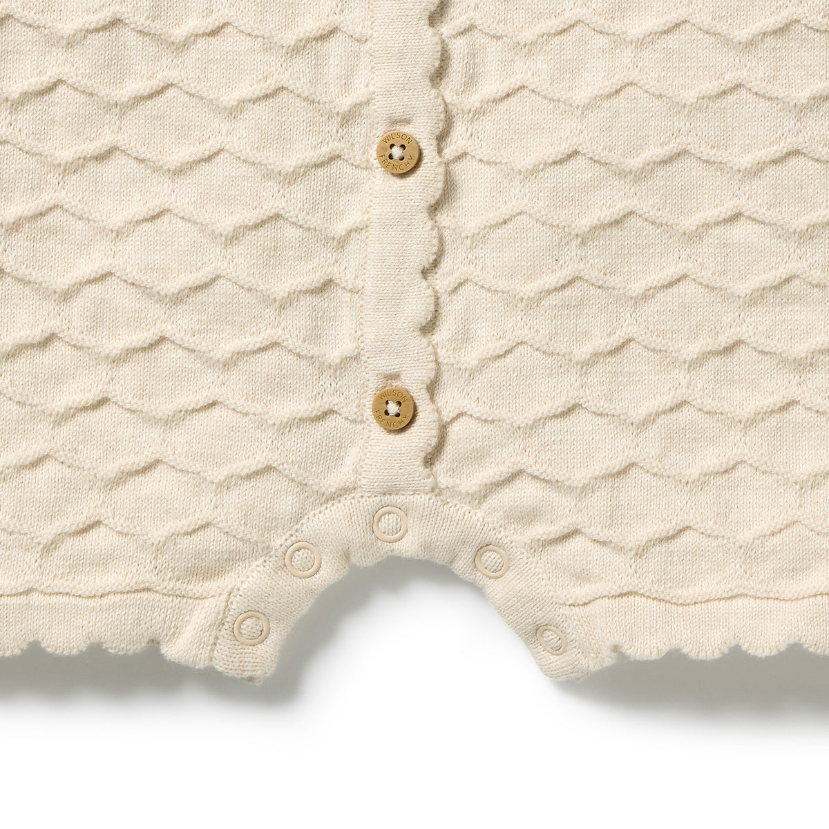 Wilson and Frenchy Organic Knitted Chevron Growsuit - Milk Cloud | Rompers & Playsuits | Bon Bon Tresor