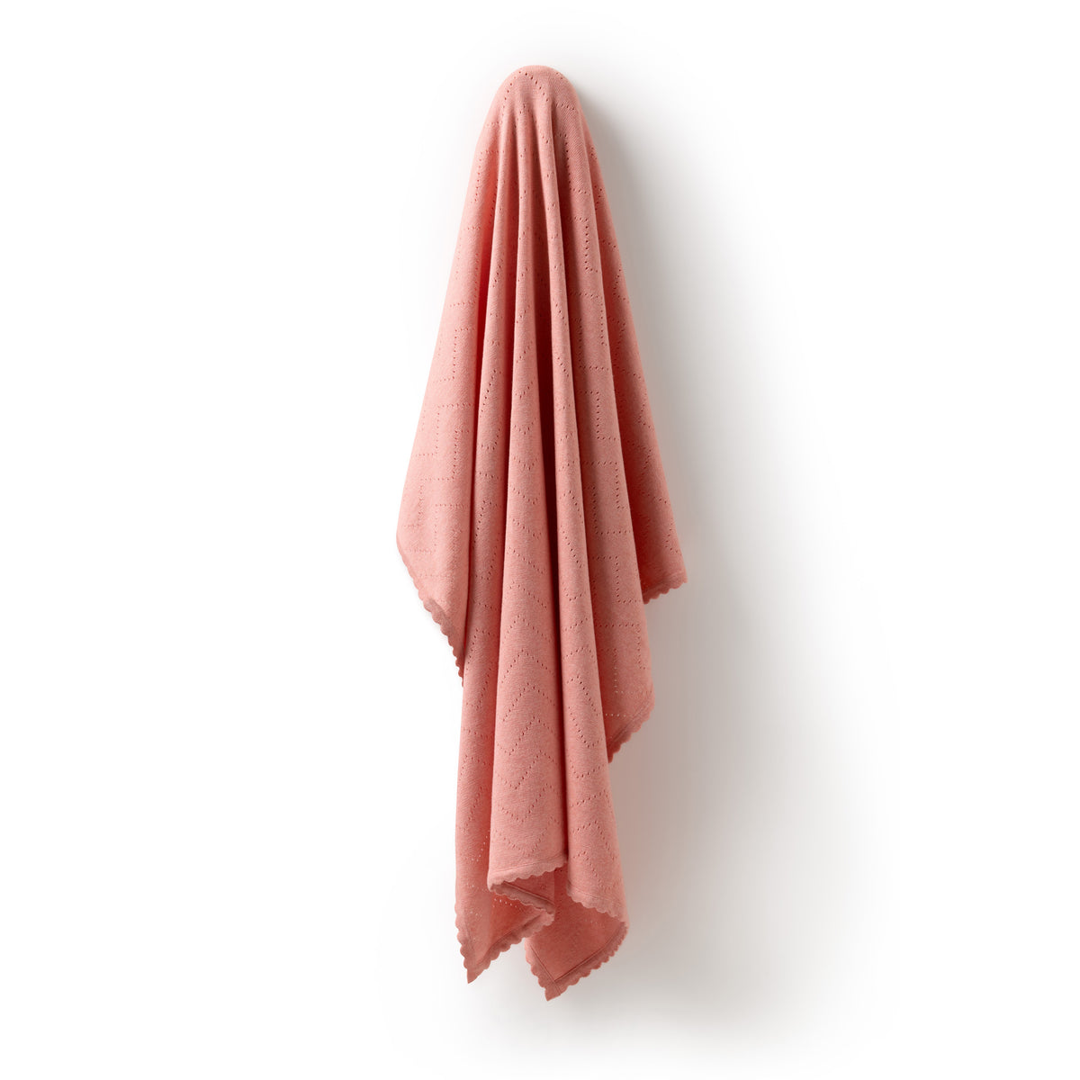 Wilson and Frenchy Petal Pink Organic Knitted Pointelle Blanket | Blankets | Bon Bon Tresor