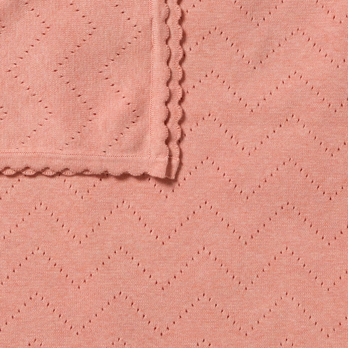 Wilson and Frenchy Petal Pink Organic Knitted Pointelle Blanket | Blankets | Bon Bon Tresor