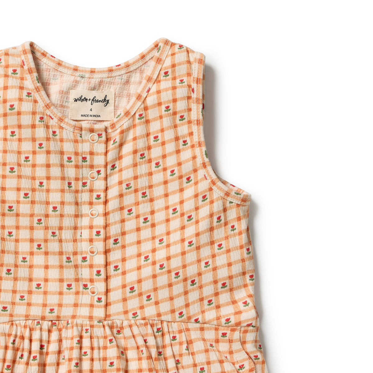 Wilson and Frenchy Girls Organic Crinkle Jumpsuit - Checkerberry | Rompers & Playsuits | Bon Bon Tresor