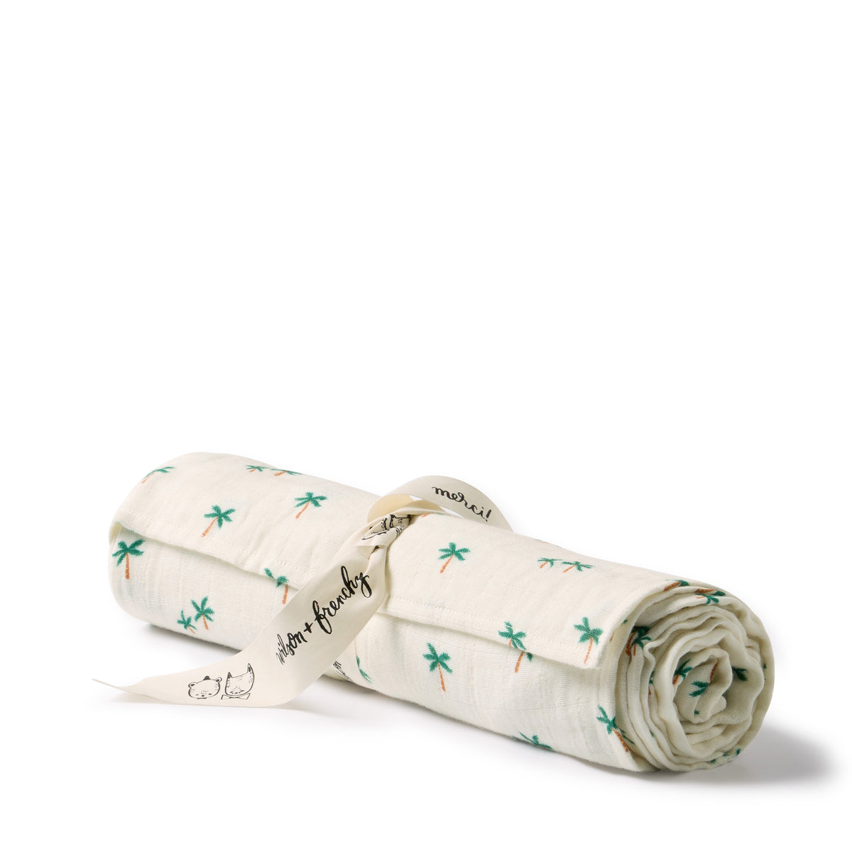 Wilson and Frenchy Tiny Palm Organic Muslin Wrap | Wraps & Swaddles | Bon Bon Tresor