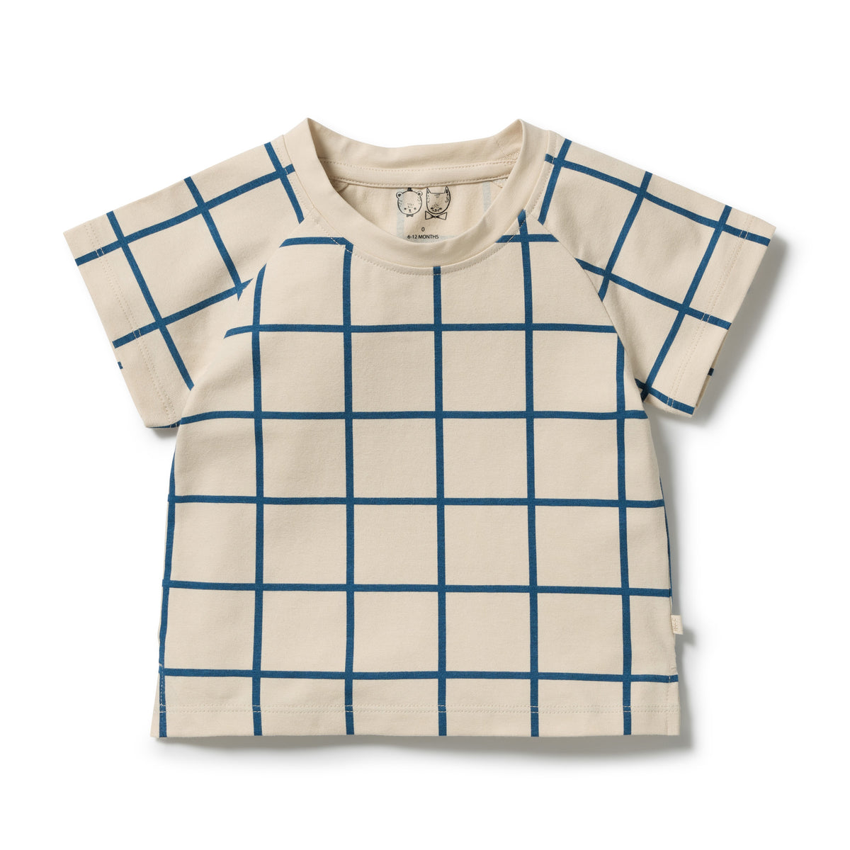 Wilson and Frenchy Baby Bright Blue Check Organic Tee | Tops & Shirts | Bon Bon Tresor