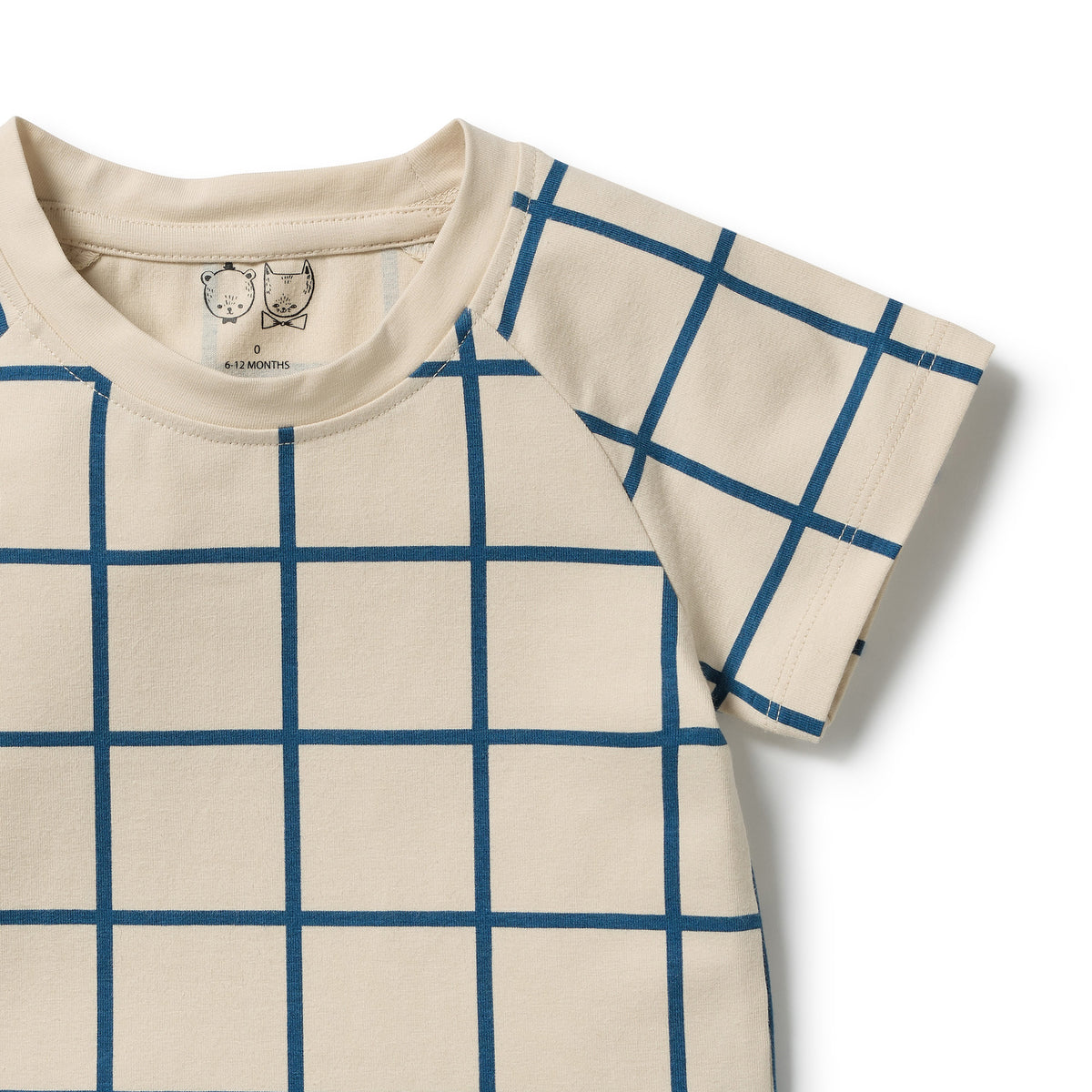 Wilson and Frenchy Baby Bright Blue Check Organic Tee | Tops & Shirts | Bon Bon Tresor