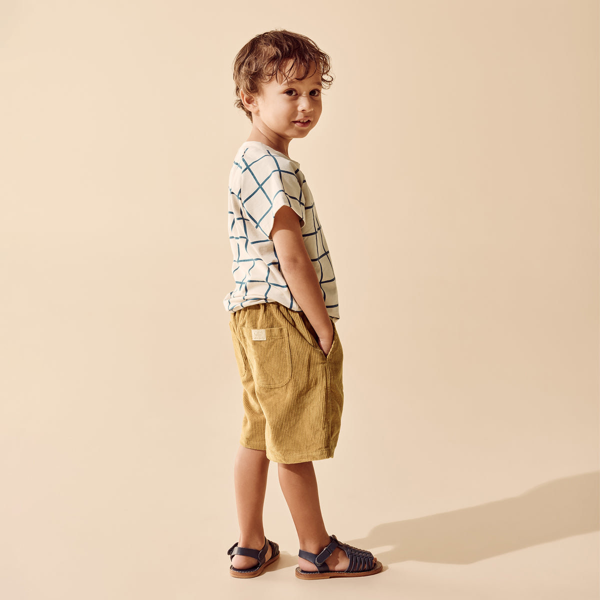 Wilson and Frenchy Baby Bright Blue Check Organic Tee | Tops & Shirts | Bon Bon Tresor