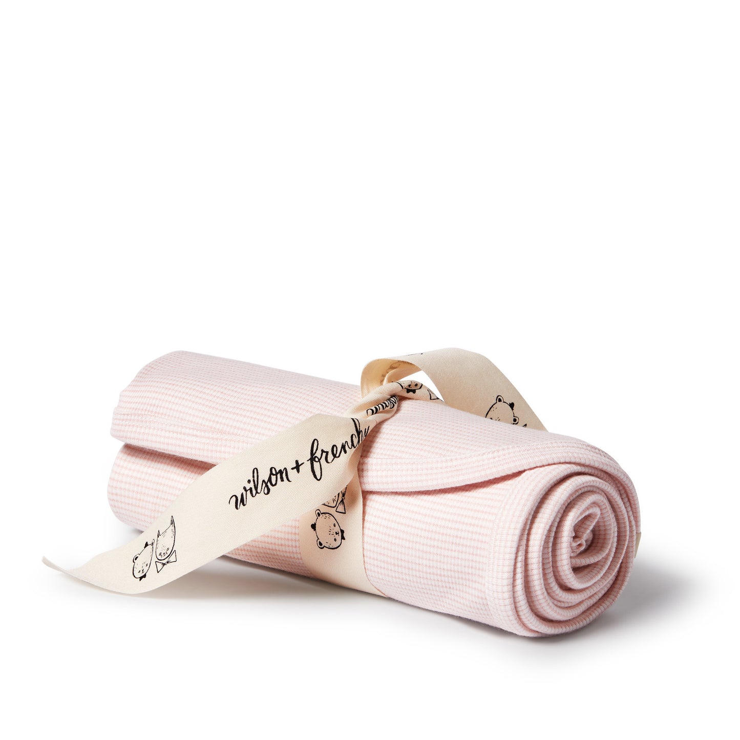 Wilson and Frenchy Organic Stripe Rib Bunny Rug - Cantaloupe | Wraps & Swaddles | Bon Bon Tresor