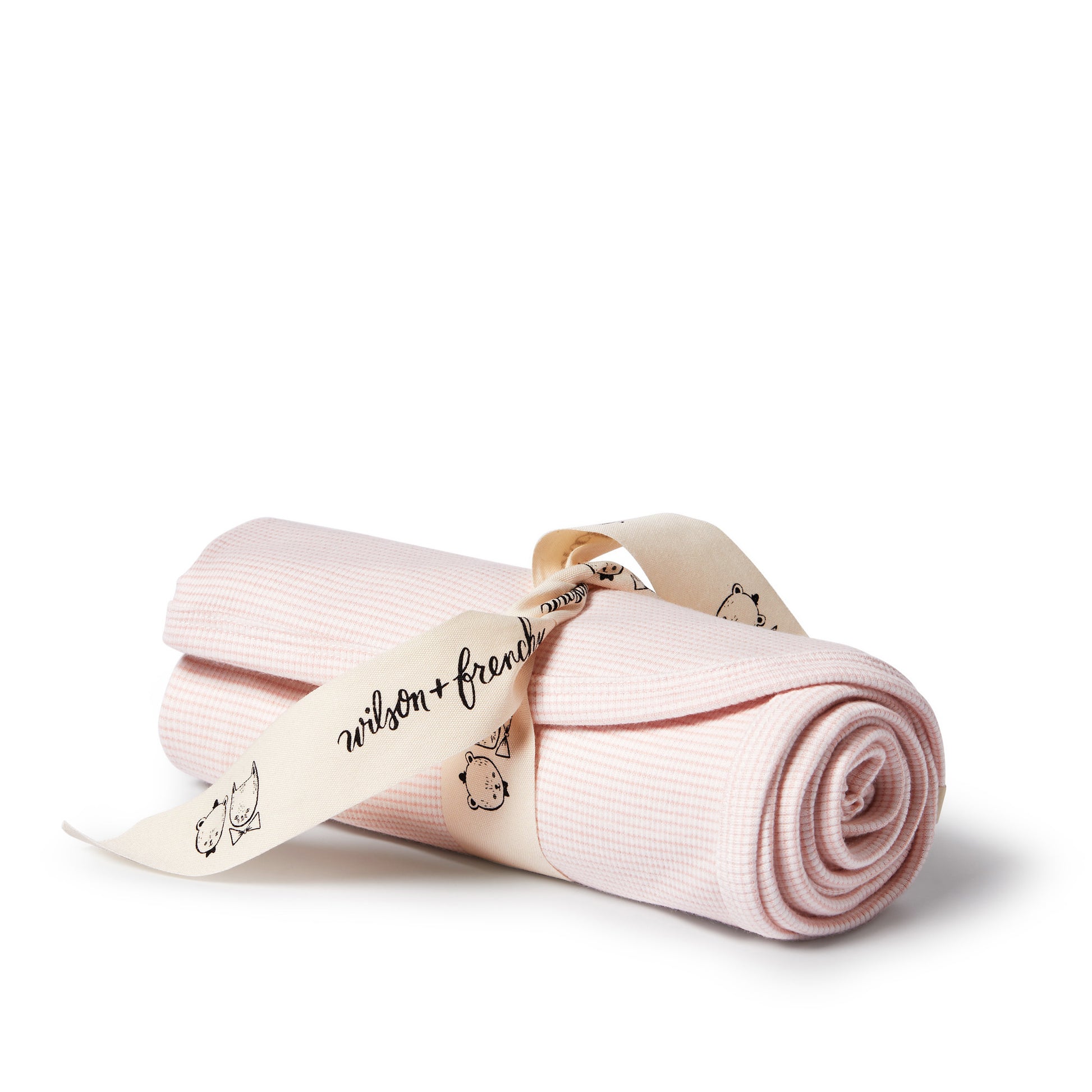 Wilson and Frenchy Organic Stripe Rib Bunny Rug - Cantaloupe | Wraps & Swaddles | Bon Bon Tresor