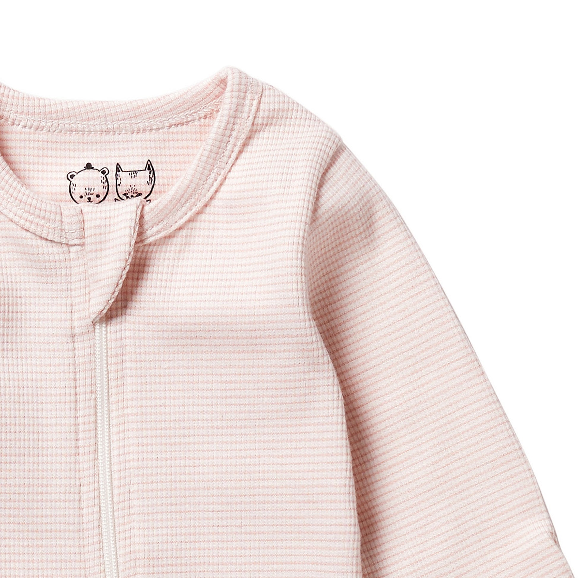 Wilson and Frenchy Organic Stripe Rib Zipsuit with Feet - Cantaloupe | Rompers & Playsuits | Bon Bon Tresor