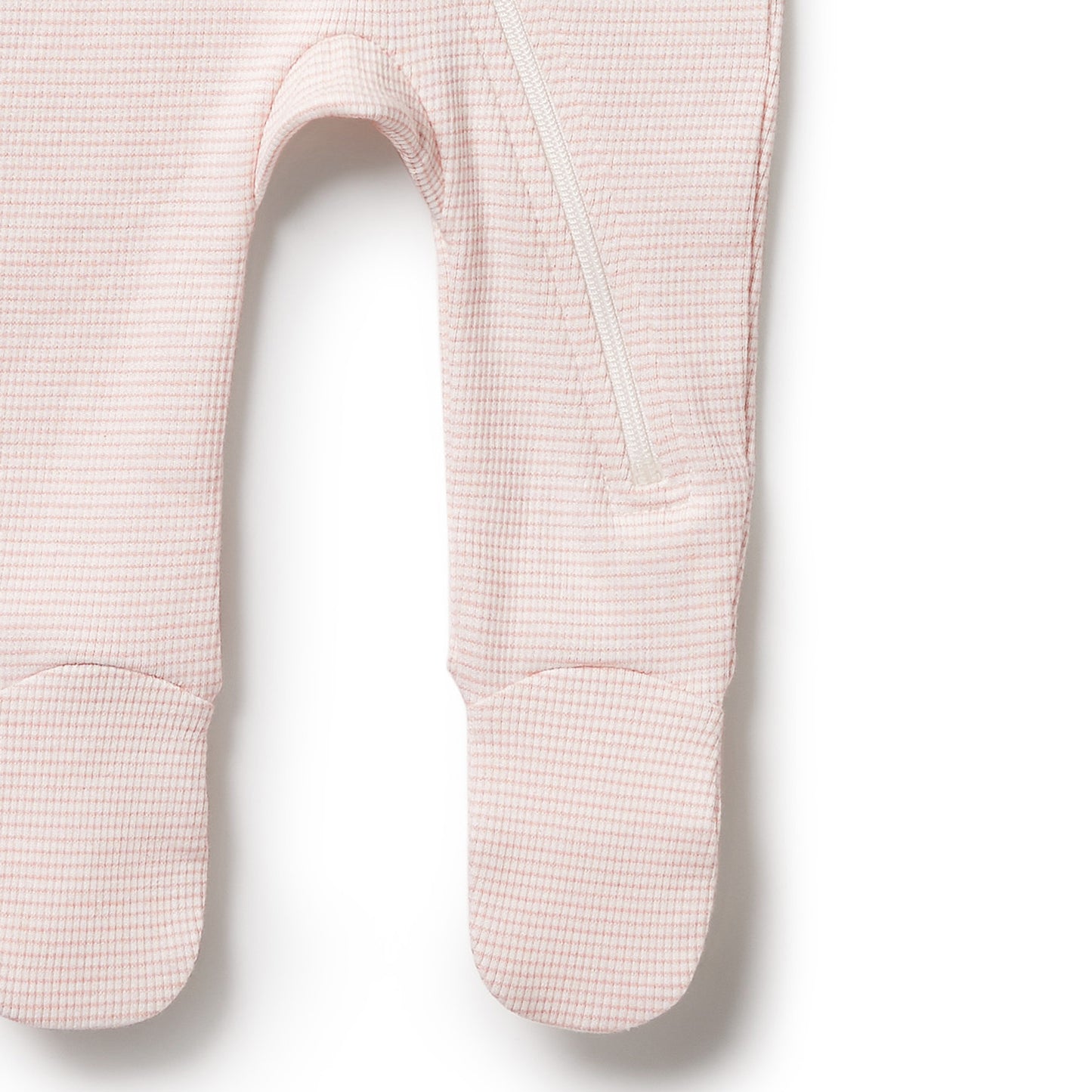 Wilson and Frenchy Organic Stripe Rib Zipsuit with Feet - Cantaloupe | Rompers & Playsuits | Bon Bon Tresor