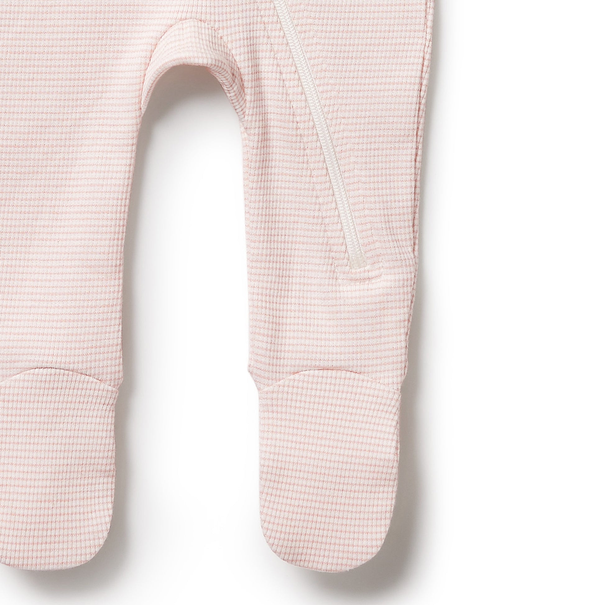 Wilson and Frenchy Organic Stripe Rib Zipsuit with Feet - Cantaloupe | Rompers & Playsuits | Bon Bon Tresor