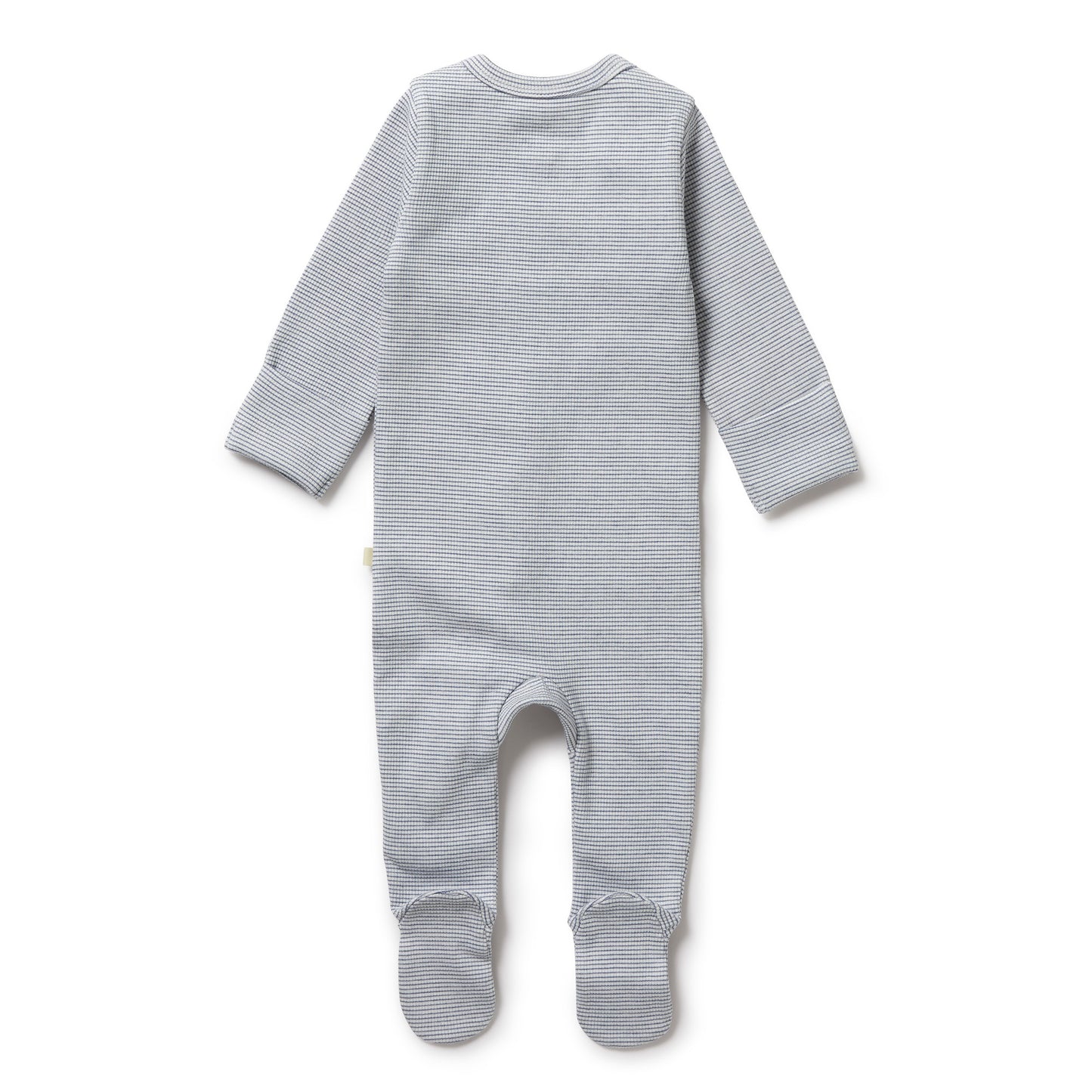 Wilson and Frenchy Organic Stripe Rib Zipsuit with Feet - Rain Drop | Rompers & Playsuits | Bon Bon Tresor