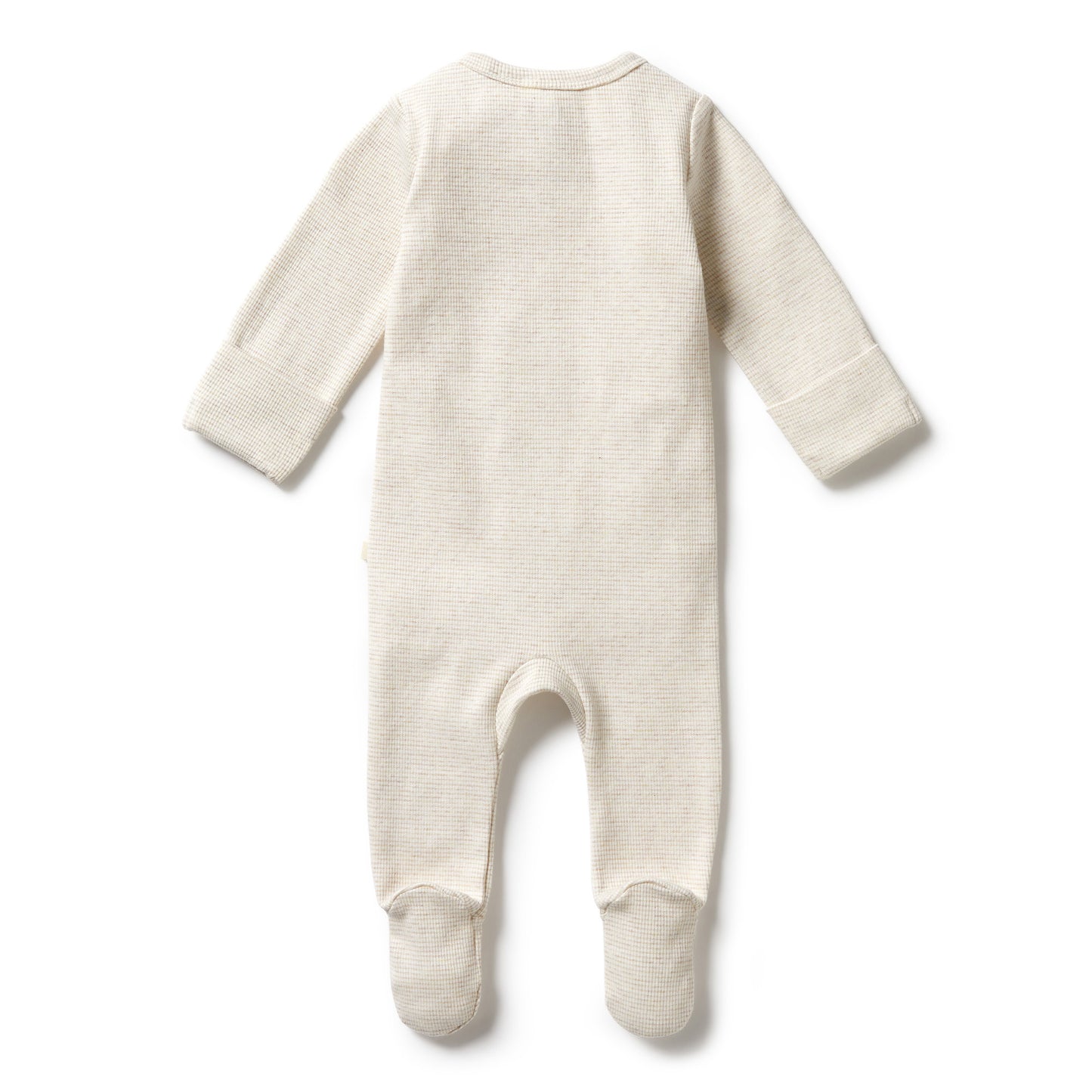 Wilson and Frenchy Organic Stripe Rib Zipsuit with Feet - Oatmeal | Rompers & Playsuits | Bon Bon Tresor