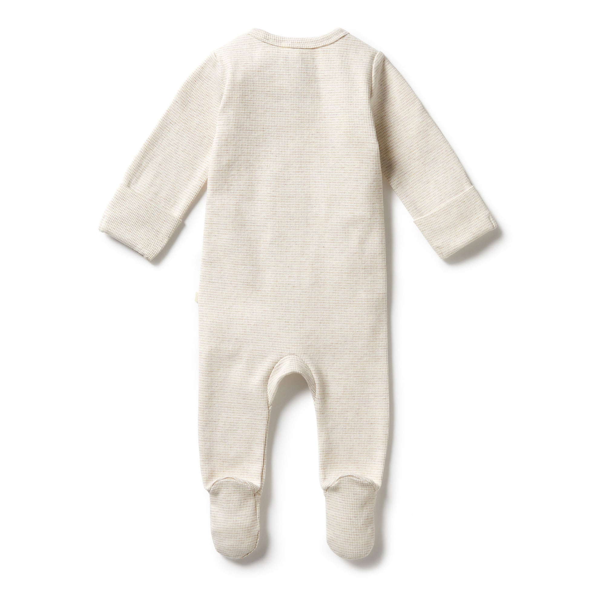 Wilson and Frenchy Organic Stripe Rib Zipsuit with Feet - Oatmeal | Rompers & Playsuits | Bon Bon Tresor