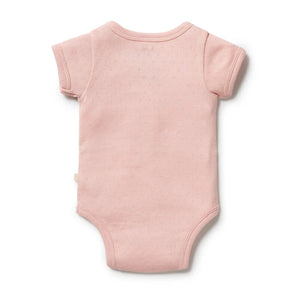Wilson and Frenchy Organic Pointelle Kimono Bodysuit - Cantaloupe | Rompers & Playsuits | Bon Bon Tresor