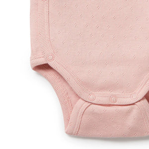 Wilson and Frenchy Organic Pointelle Kimono Bodysuit - Cantaloupe | Rompers & Playsuits | Bon Bon Tresor