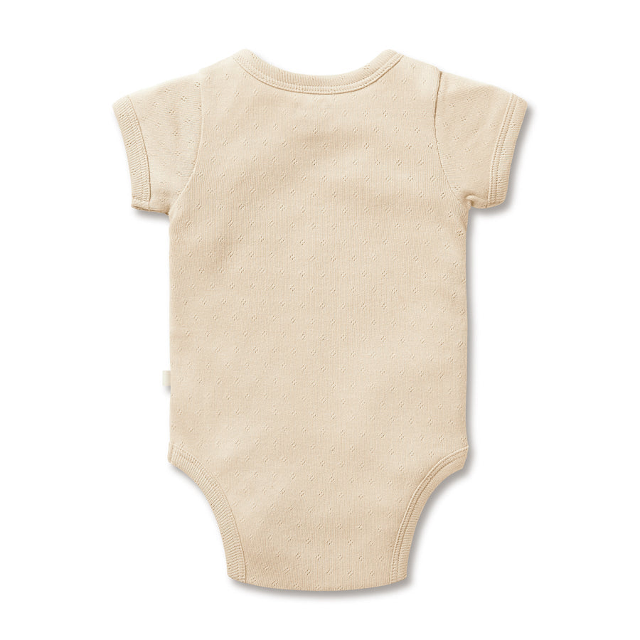 Wilson and Frenchy Organic Pointelle Kimono Bodysuit - Clay | Rompers & Playsuits | Bon Bon Tresor