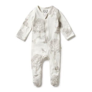 Wilson and Frenchy Organic Zipsuit with Feet - Welcome To The World | Rompers & Playsuits | Bon Bon Tresor