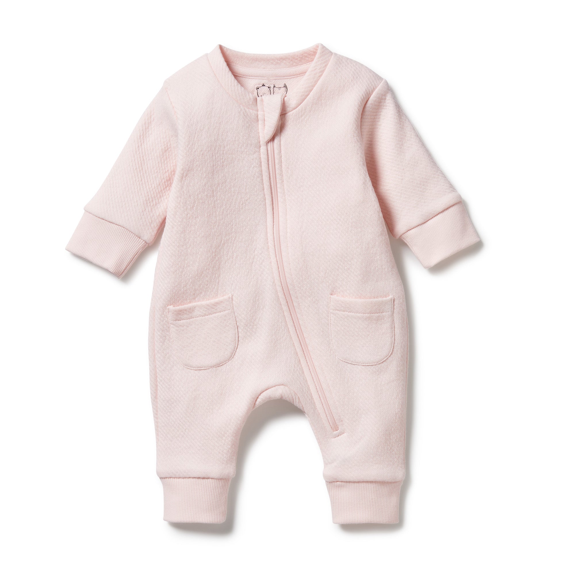 Wilson and Frenchy Organic Quilted Growsuit - Pink | Rompers & Playsuits | Bon Bon Tresor