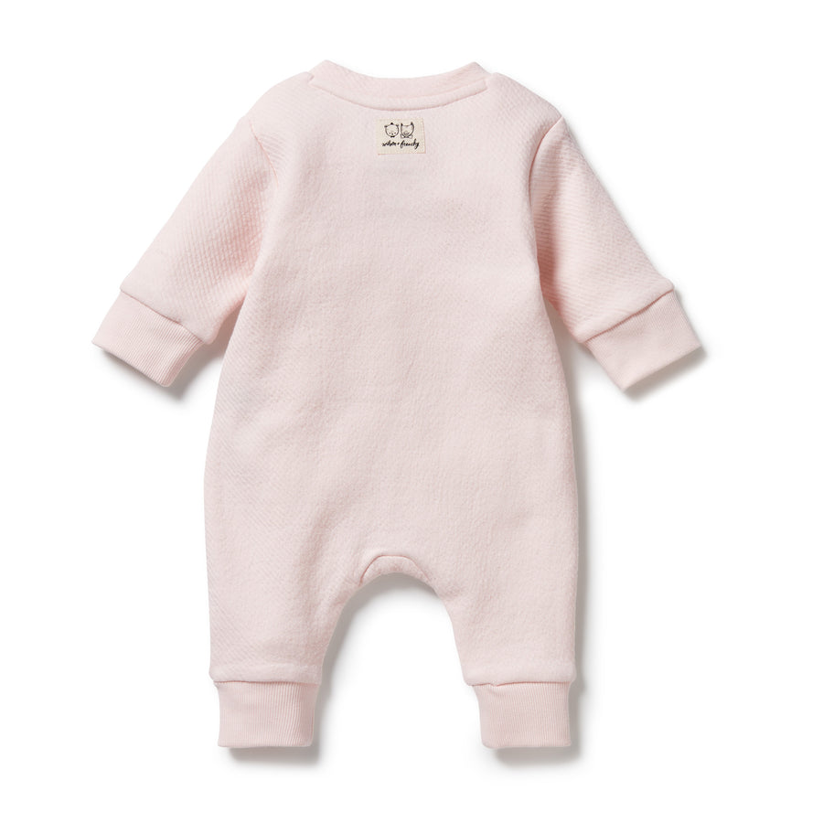 Wilson and Frenchy Organic Quilted Growsuit - Pink | Rompers & Playsuits | Bon Bon Tresor