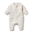 Wilson and Frenchy Organic Quilted Growsuit - Oatmeal | Rompers & Playsuits | Bon Bon Tresor