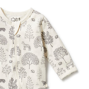 Wilson and Frenchy Organic Zipsuit with Feet - Woodland | Rompers & Playsuits | Bon Bon Tresor