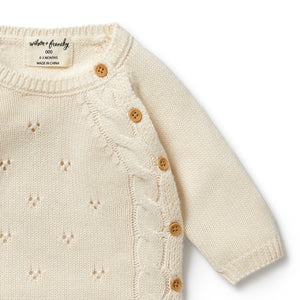 Wilson and Frenchy Knitted Pointelle Kimono Cardigan - Ecru | Sweaters & Knitwear | Bon Bon Tresor
