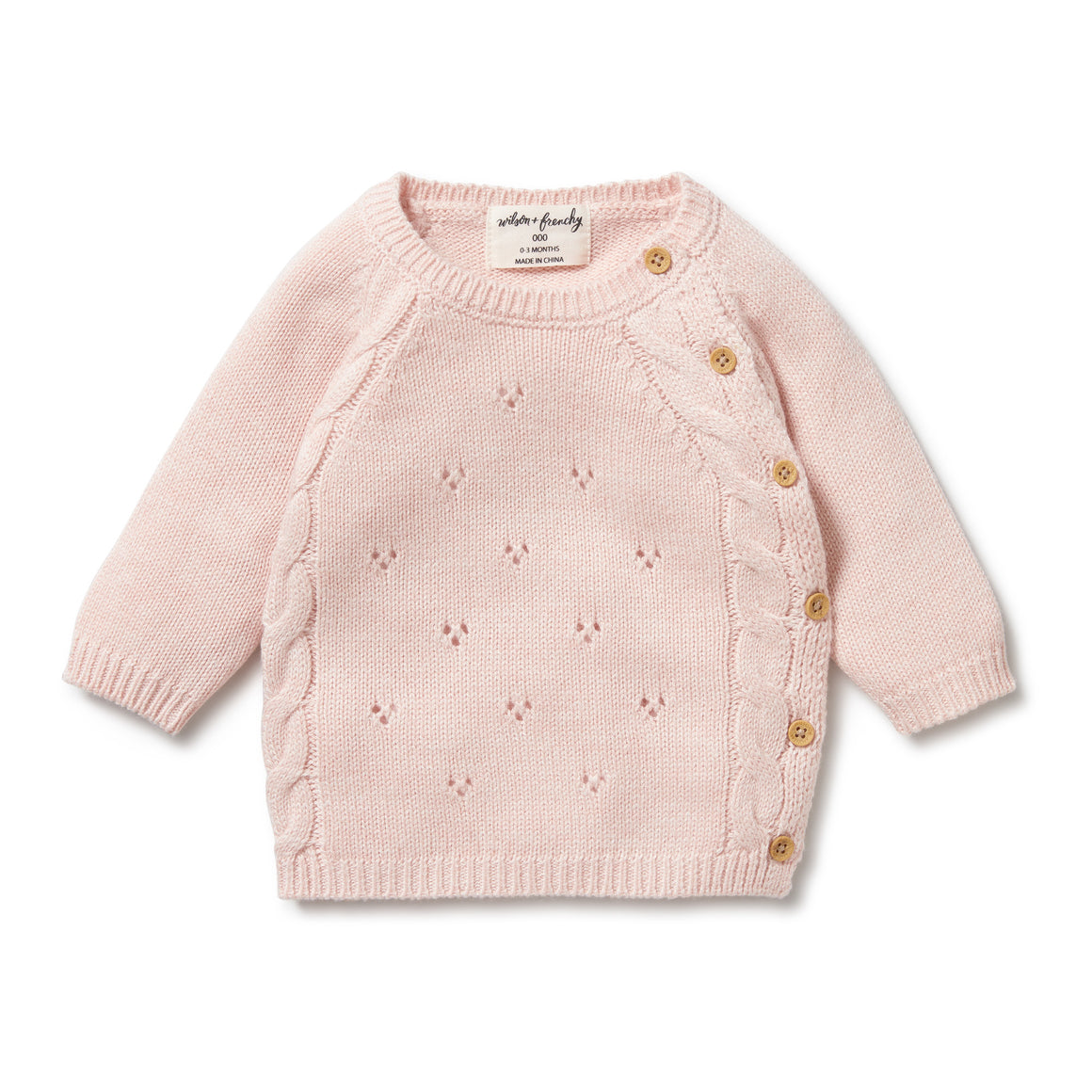 Wilson and Frenchy Knitted Pointelle Kimono Cardigan - Pink | Sweaters & Knitwear | Bon Bon Tresor