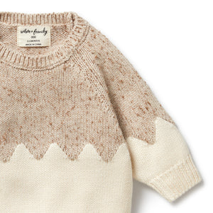 Wilson and Frenchy Knitted Jacquard Jumper Almond Fleck | Sweaters & Knitwear | Bon Bon Tresor