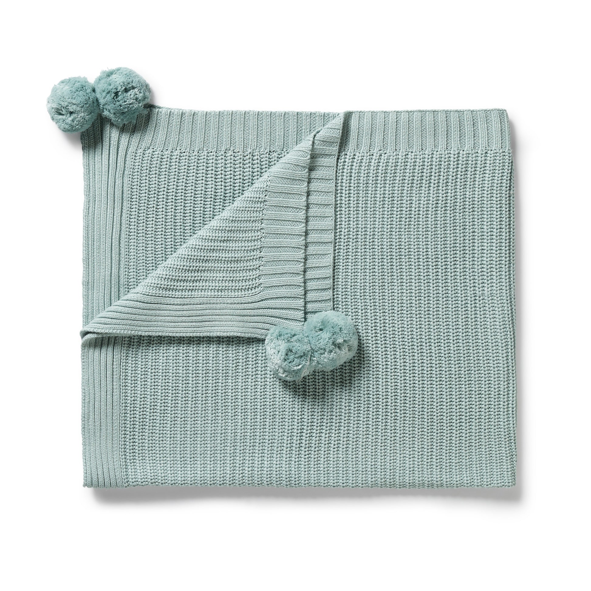 Wilson and Frenchy Organic Knitted Blanket - Duck Egg | Blankets | Bon Bon Tresor