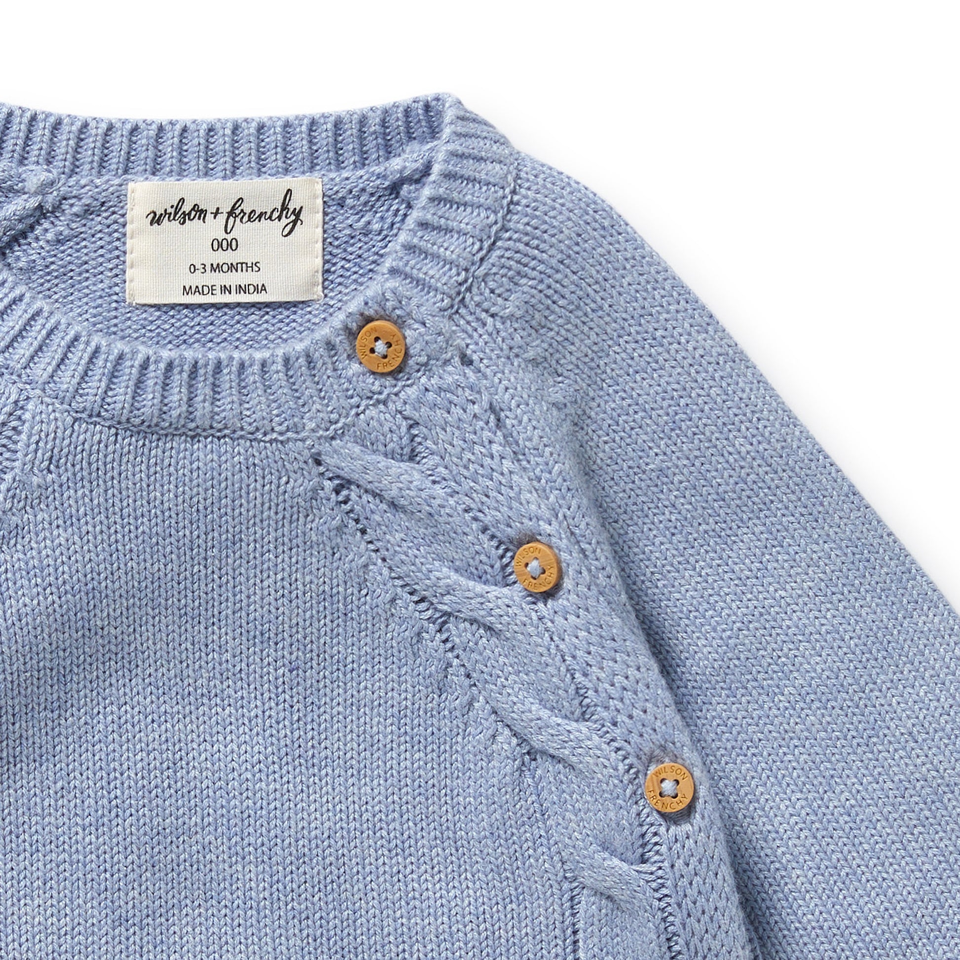 Wilson and Frenchy Organic Knitted Kimono Cardigan - Blue Speckle | Sweaters & Knitwear | Bon Bon Tresor