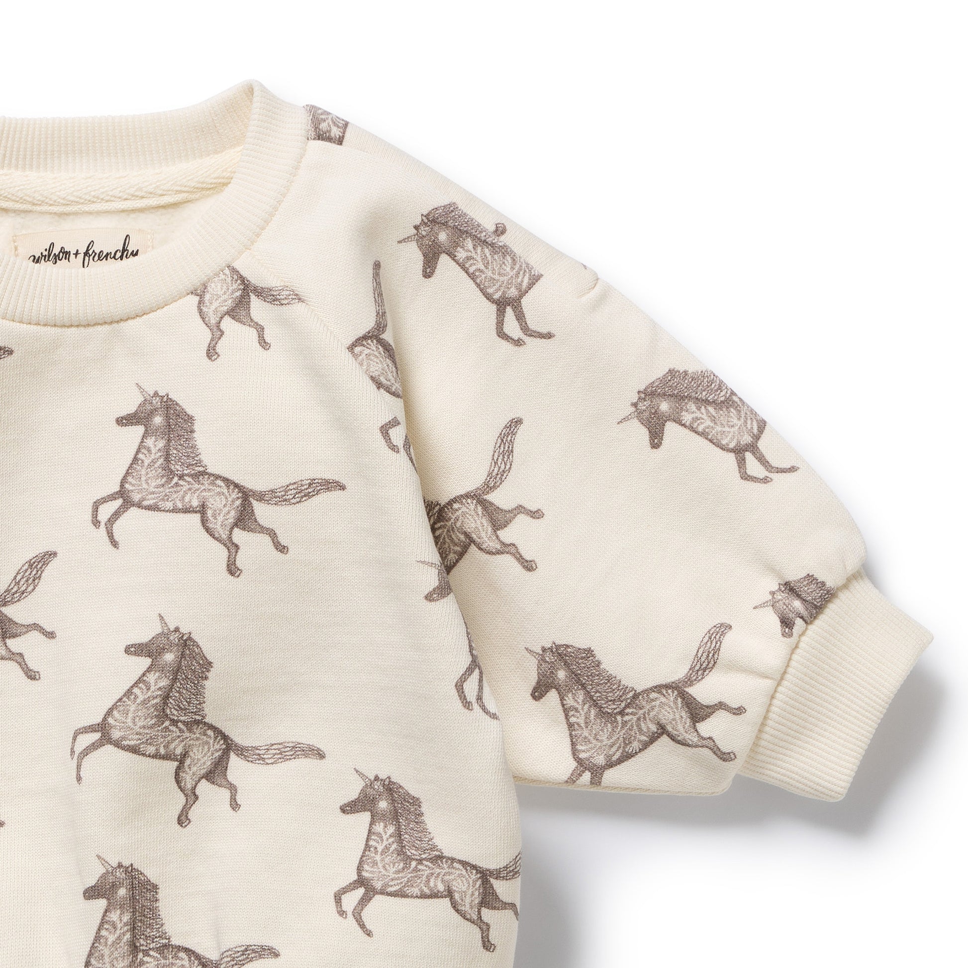 Wilson and Frenchy Baby Girls Organic Terry Sweat - Little Unicorn | Sweaters & Knitwear | Bon Bon Tresor