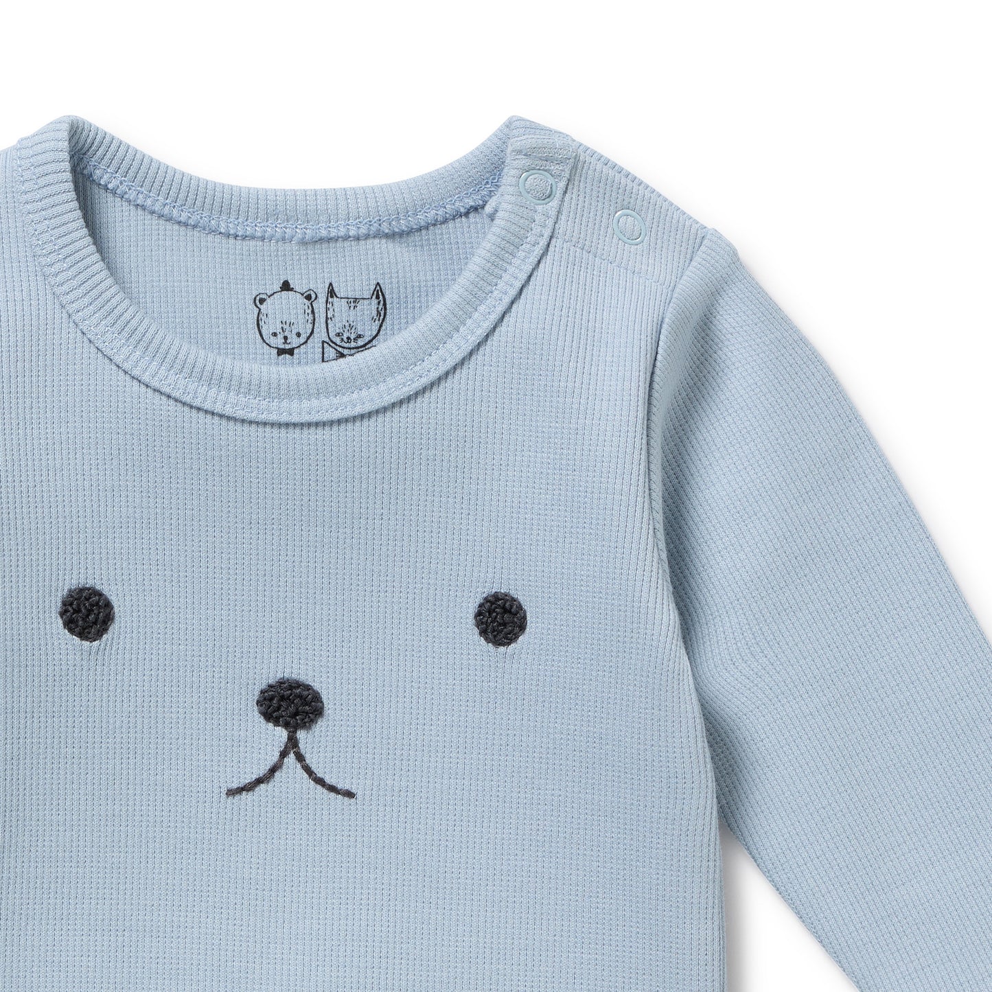 Wilson and Frenchy Boys Organic Rib Long Sleeved Bodysuit - Storm Blue | Rompers & Playsuits | Bon Bon Tresor